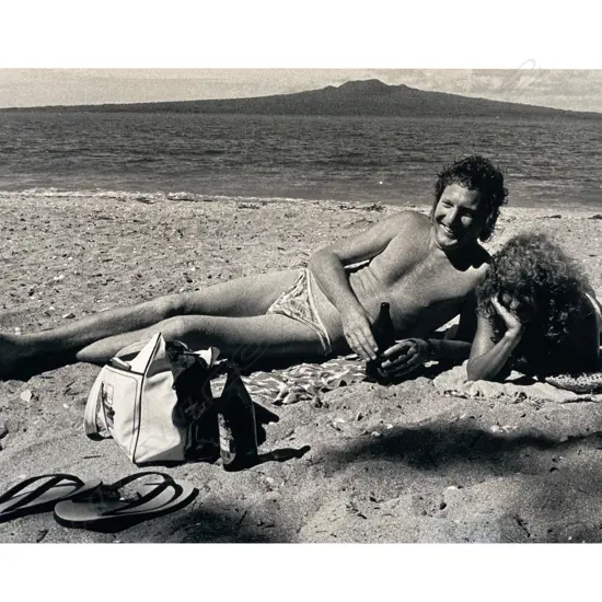 Robin Morrison (1944-93) - Sam Hunt and Angela -drinking at Cheltenham,